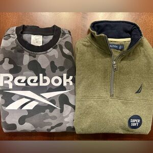 Men’s Reebok & Nautica long sleeve sweater/quarter zip bundle. Small.  Like New